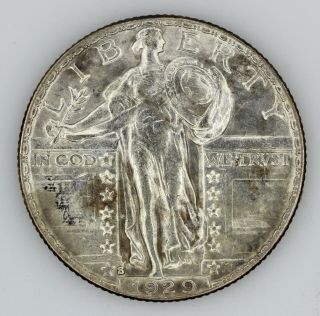 1929 - S Standing Liberty 25c Quarter Dollar About Uncirculated