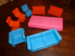 Vintage 70 Barbie Townhouse Furniture Chairs Bed Sofa Couch & More Exc