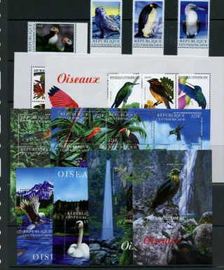S109 Central Africa 2001 Birds Set & Sheets Mnh
