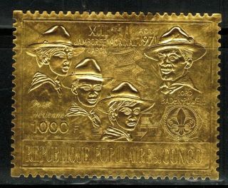 Congo 256f Scouts Gold Foil Stamp 1971 Mnh