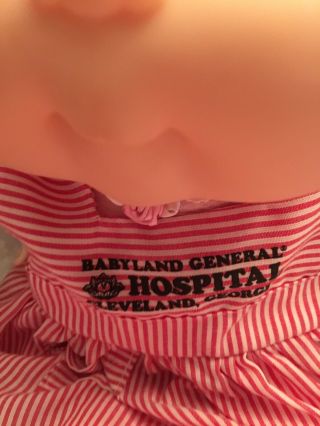 Cabbage Patch Babyland General Hospital Cleveland,  GA doll Pink stripe dress.  Y 3