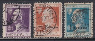 Eritrea 102 - 104 1927 Volta Issue Of Italy Overprinted Eritrea Scv $132.  50