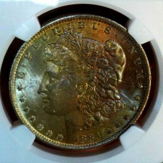 Morgan Silver Dollar 1884 O Ngc Ms63,  Rainbow Stunning Colors
