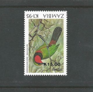 1989 Zambia,  Africa Birds Error,  Inverted Surcharg,  Mnh