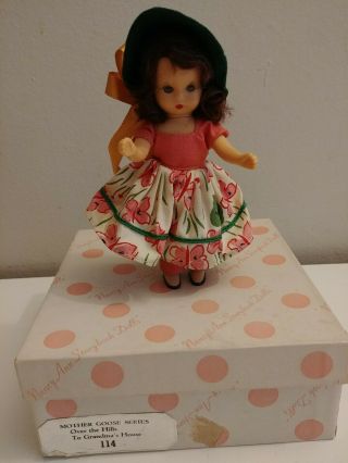 Vintage 5 " Nancy Ann Storybook Doll Over The Hills Box Tag Sleepy Eyes Jointed