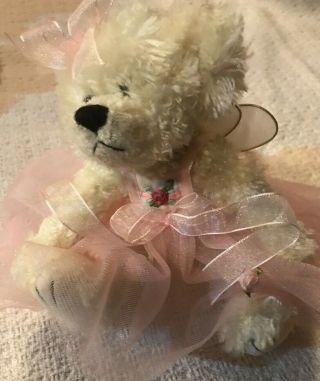 Lee Middleton Tooth Fairy Bear Pink Dress With Wings 8 " Tall