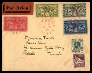 Algeria To Tunisia 1930 Airmail Cover With Red Cancels