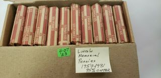 $25 1959 - 1981 U.  S.  Lincoln Memorial Pennies,  50 Rolls 95 Copper Cents Scrap