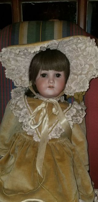 Antique German B3 B.  3 Bisque Head Composition Doll Beautifully Dressed 24”