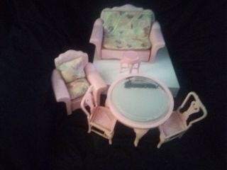 Vintage 1987 Barbie Sweet Rose Furniture Mattel Couch /chairs /tables/sofa Bed