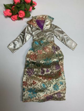 Vintage Mattel Mod Barbie Doll Silver Blues Fashion Outfit Maxi Coat