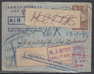 Canada - January,  1945 Ww2 Re - Directed Field Post Office Cover
