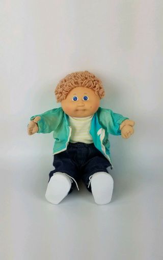 Vtg 80s Cabbage Patch Kids 17 " Boy Doll Blonde Blue Eyes,  Clothes Shoes