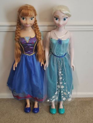 Disney Frozen Princess Anna & Elsa My Life Size Dolls Large 3 Feet Tall 38 Rare
