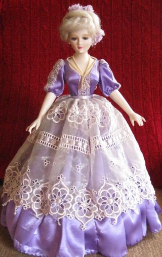 Dorsey Porcelain Lady Doll Signed Madame Shiao - Yen - Lavender,  Lace,  Pearls