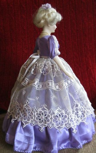 Dorsey Porcelain Lady Doll Signed Madame Shiao - Yen - Lavender,  Lace,  Pearls 3
