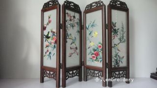Doll Furniture Large Size Chinese Handmade Silk Embroidery Screen 4 1:4 Scale