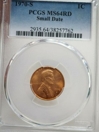 1970 S Small Date Lincoln Memorial Penny Pcgs Ms64rd 7762