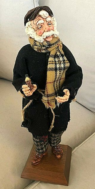 Simpich Character Doll Carolers Series 2001 Peasant Man With Pipe 12 "