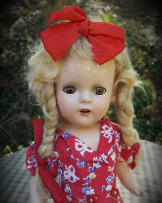 Vintage Composition Doll With Blonde Mohair Wig