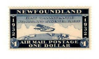 Canada Stamps Newfoundland $1 Lh Og Unissued Airmail