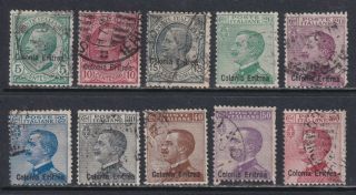 Eritrea 35 - 44 1908 - 28 Issues Of Italy Overprinted Colonia Eritrea Scv $117.  60
