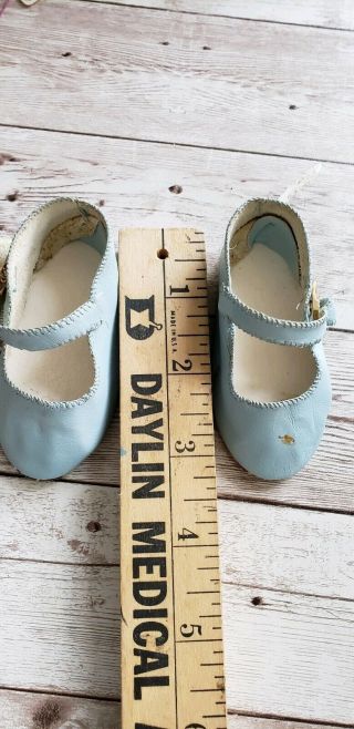 Leather Blue Shoes Mary Jane Antique French German Doll Tlc