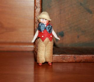Miniature Bisque Boy Doll Vintage 3 Inches Tall 1930 