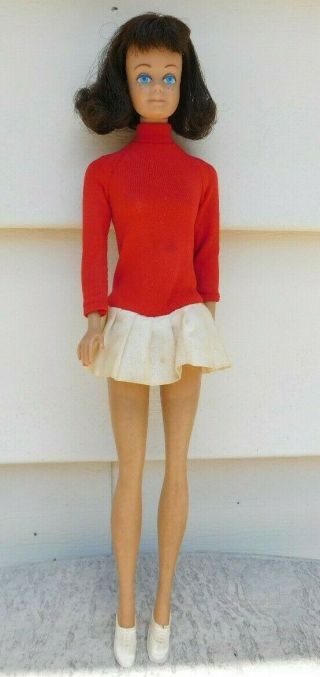 Vintage 1960 Midge Barbie Doll Brunette Rare Red Cheerleader With Shoes