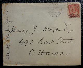 Henry Morgan Canadian Historian 1905 Cover From " Napanee - Ottawa " Rev.  J.  E.  Elliot