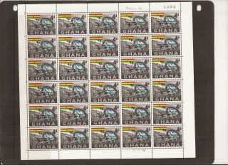 Ghana 1965 4p On 4d Complete Sheet Mnh (broken 4p Surcharge On Top Row)