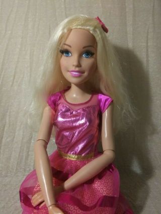 Giant 28 " Barbie Just Play Doll,  Shimmery Pink Dress,  Long Blonde Wavy Hair