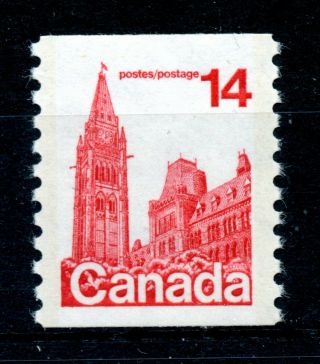 Weeda Canada 730ii Vf Mnh Coil Single On Hb,  14c Red Parliament Hibrite Cv $25