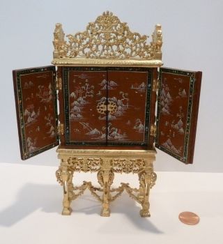 BESPAQ EXQUISITE GRAND ESTATE CABINET 6000G - KN HAND PAINTED W/GOLD BASE & TOP 3