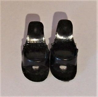 Htf Vintage 1959 1 Barbie Black Open Toe Heels With Holes On The Bottom