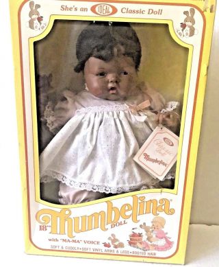 Vintage Ideal Thumbelina 18” Baby Doll African American Infant Girl Doll Nib