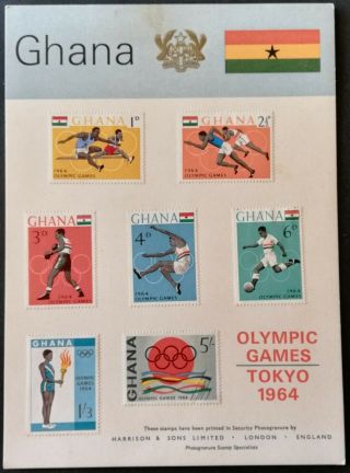 Ghana 1964 Olympic On Maximum Card M.  N.  H.