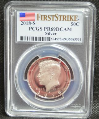 2018 S Silver 50c Kennedy Half Dollar Proof Pcgs Pr69dcam - Pr69 - First Strike