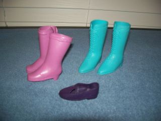 Vintage Crissy Velvet Mia Blue & Lavender Boots & 1 Purple T Strap Shoe