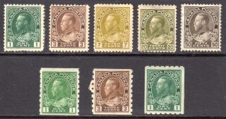 Canada 1911 - 22 Kgv Admirals,  Coil Selection M,  Thins,  Sg 197//224a Cat £229