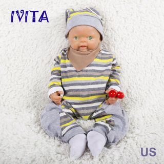 Ivita 18inch Full Silicone Reborn Baby Green Eyes Boy Infant Gift Cute Doll