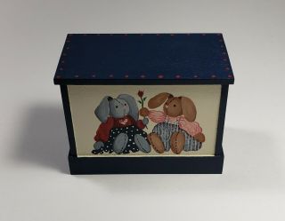 Miniature 1:12 Artist Painted Toy Box Signed Dunham 1989