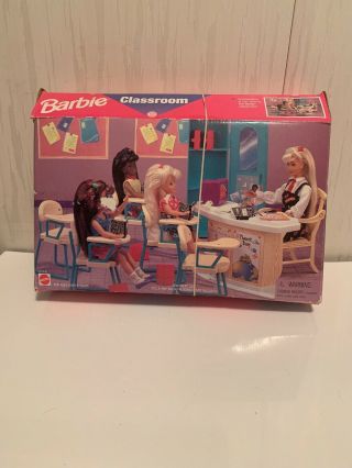 Vintage Barbie Classroom Playset 1996 Mattel Toy Fashion Doll Furniture Set