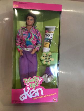 1991 Mattel Totally Hair Ken Doll W/real Combable Hair - Styling Gel 1115 Nrfb