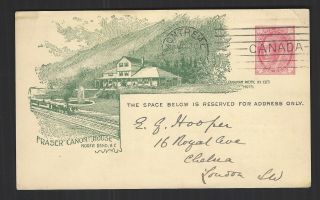 Canadian Pacific Railway Stationery Printed Card 1902 Montreal To Uk