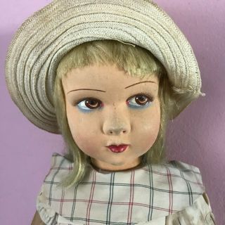 1930s Raynal Paris French Lenci Type Cloth Felt Doll In Clothing
