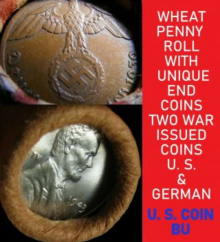 Estate Wheat Penny Roll 1943 Bu Steel Cent And - Nazi Coin On End