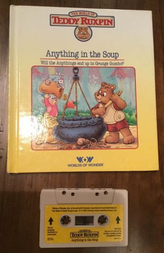 Vintage Teddy Ruxpin - Anything In The Soup - Book And Cassette Tape Wow
