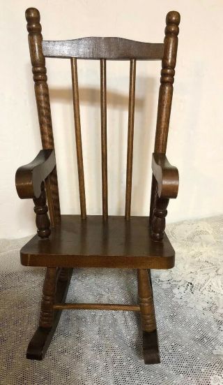 Antique Style Wood Doll Bear Rocking Chair Display Furniture Fits American Girl