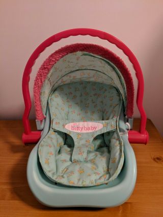 American Girl Bitty Baby Car Seat Doll Carrier Teal Pink Retired